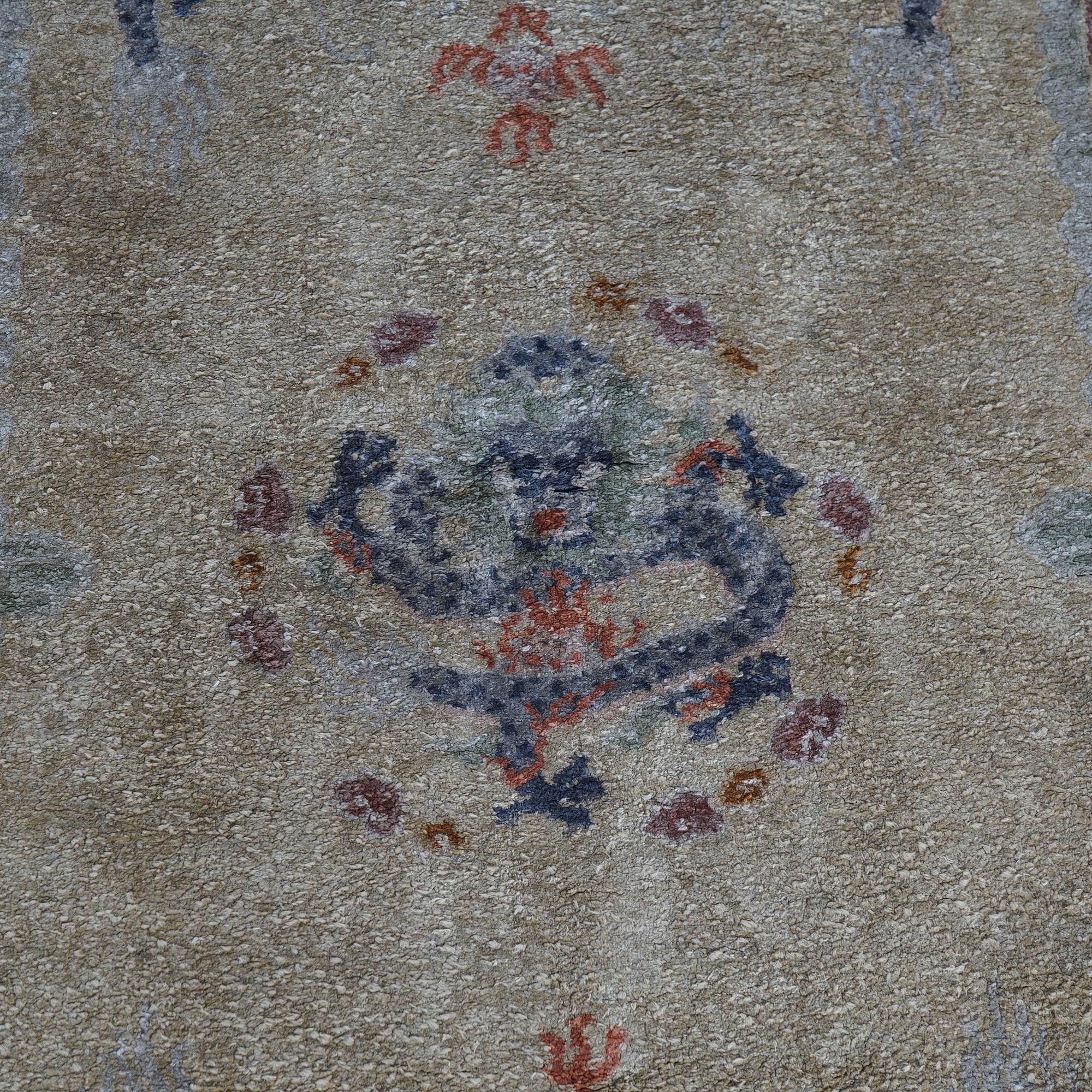 Antique Silk Chinese Oriental Rug with Dragons & Symbols Circa 1920 For Sale 4