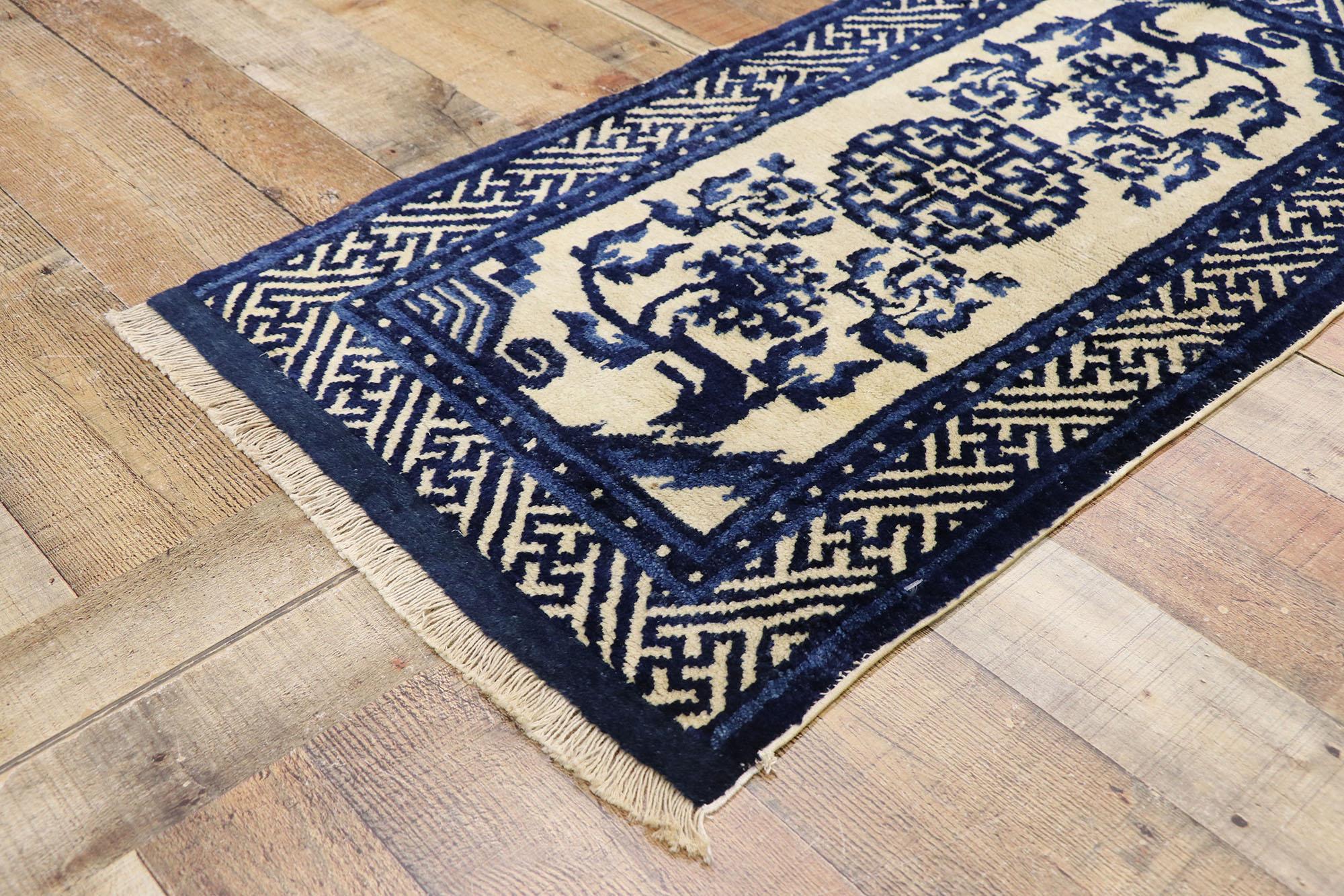 Antique Silk Chinese Peking Rug with Modern Chinoiserie Style For Sale 1