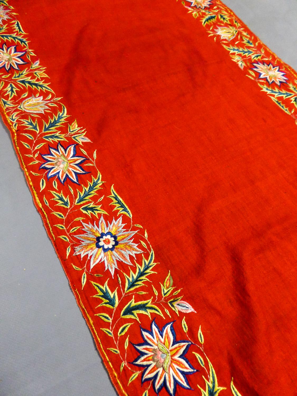 Antique Silk Embroidered Pashmina Stole - India for Export Circa 1830/1850 2