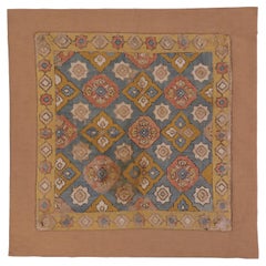 Antique Silk Embroidery Azerbaijani Sky-Blue Background Textile, 18th Century