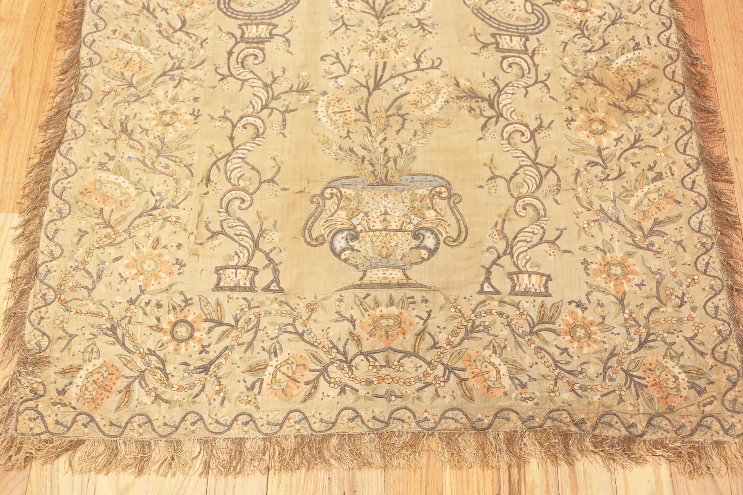 Other Antique Silk Floral Vase Persian Islamic Prayer Design Textile 3'7