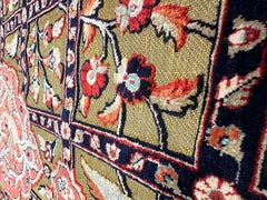 Tapis d'accent persan ancien, en soie et doré