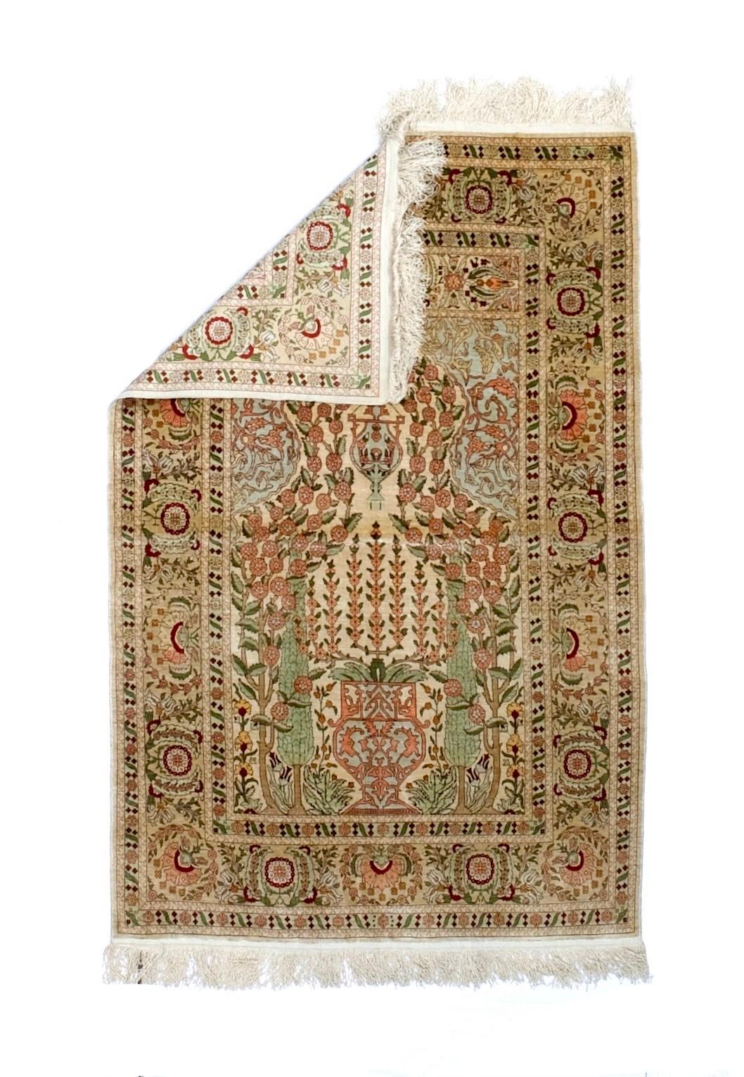 Antique Silk Hereke Rug 3’4” x 5’1