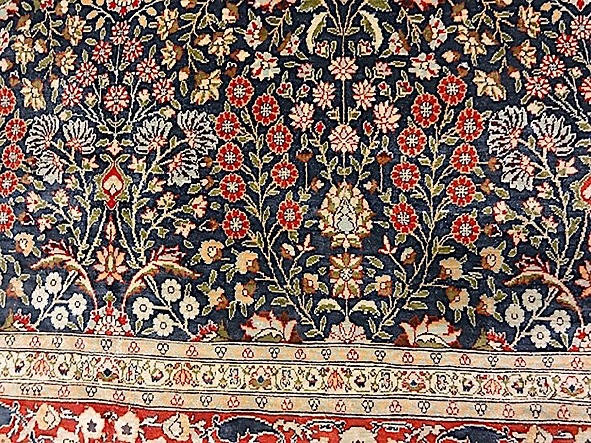 Hand-Knotted Antique Silk Hereke Rug For Sale