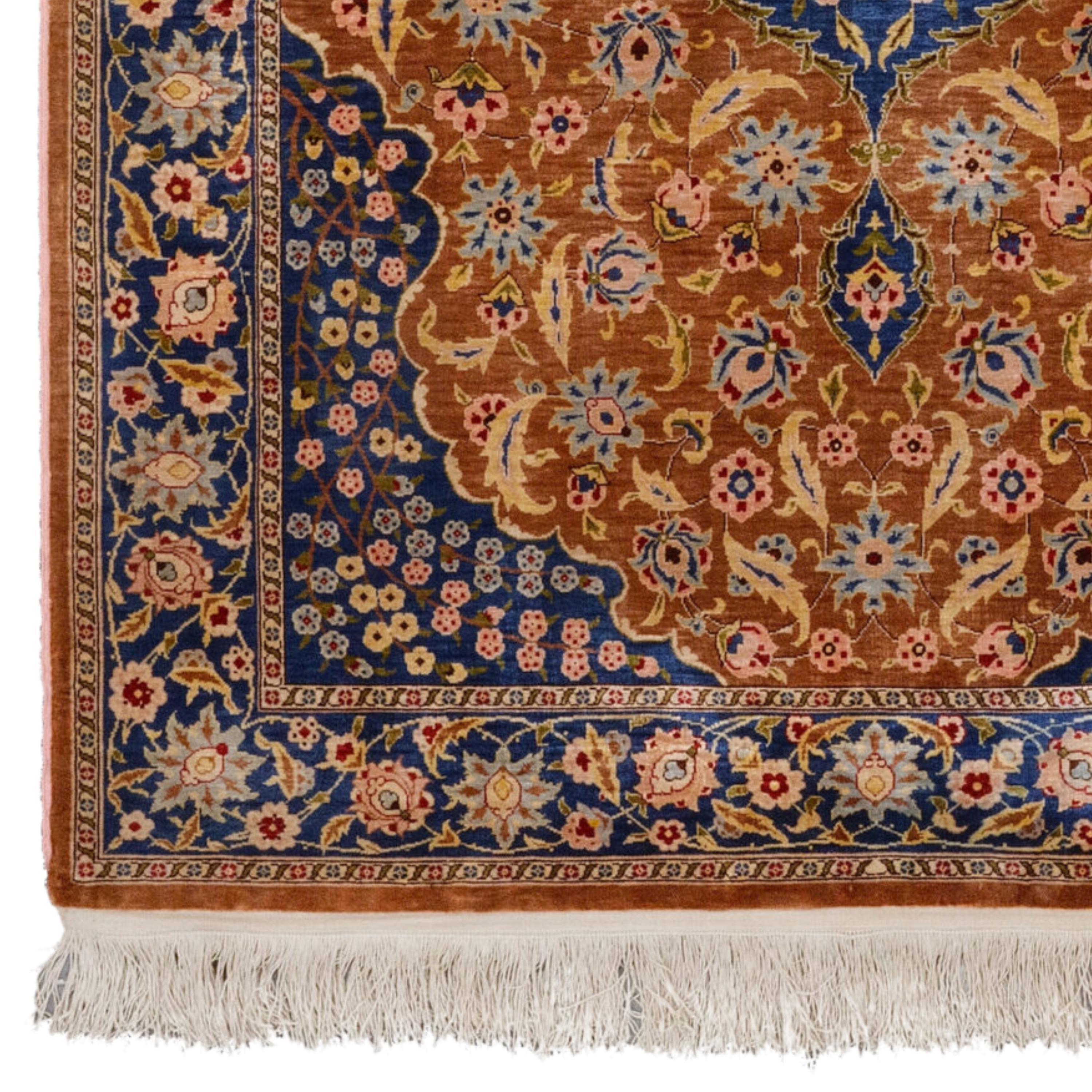 Antique Silk Hereke Rug - Hereke Silk Carpet in Good Condition Size 88 x 128 cm (2,88 x 4,19 ft)

Hereke carpet, floor covering handwoven in imperial workshops founded late in the 19th century at Hereke, Turkey, about 40 miles (64 km) east of