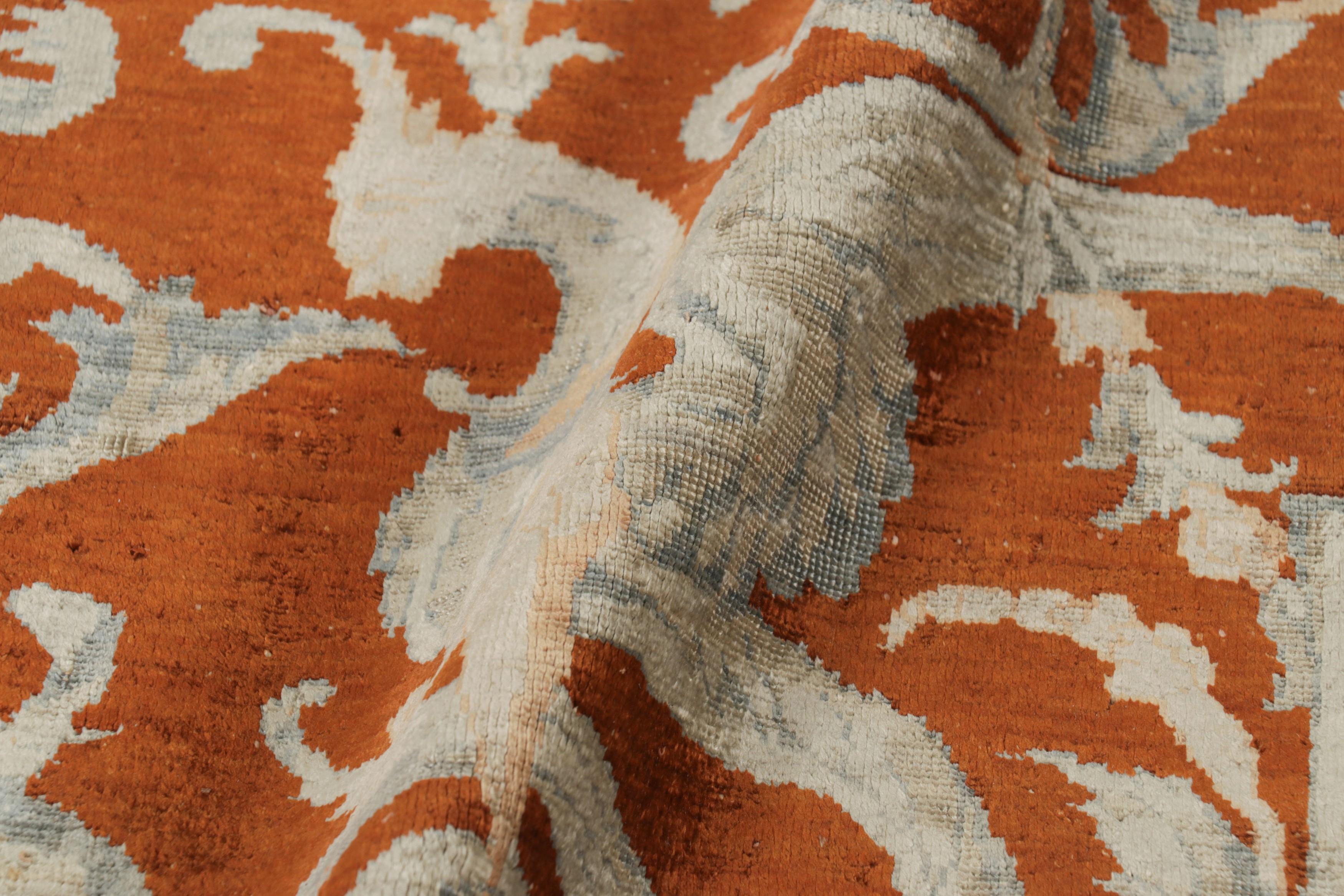 Antique Silk Hereke Runner Rug, Lustrous Rust with Pictorials - Rug & Kilim For Sale 2