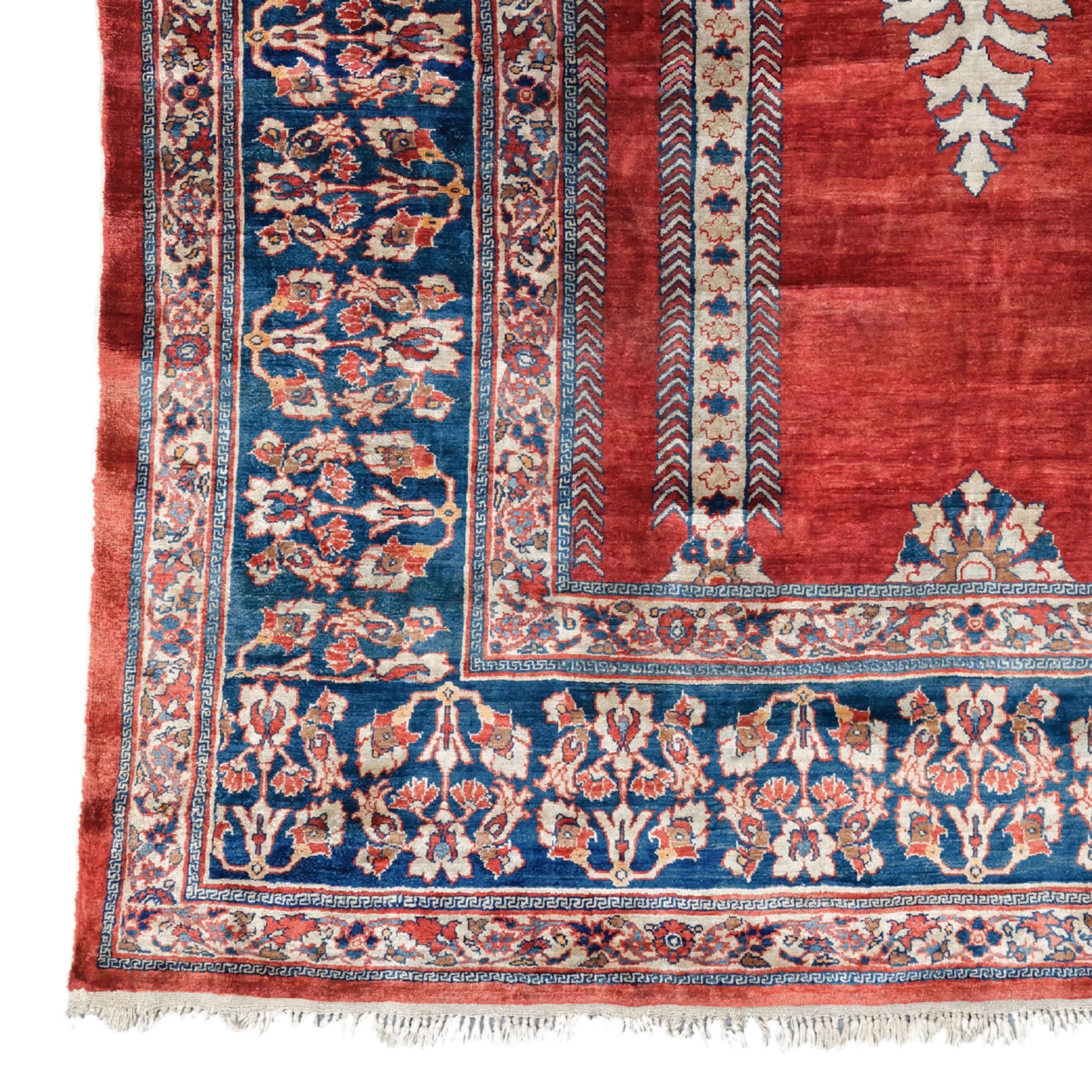 Late 19th Century Silk Heriz Rug
Size: 130x185 cm

This impressive late 19th-century Silk Heriz Carpet is a masterpiece reflecting the elegant and sophisticated craftsmanship of a historic period.

Rich Patterns: The carpet is decorated with