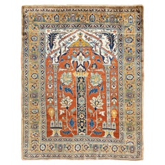 Tapis Heriz en soie ancienne 4'7'' x 5'9''