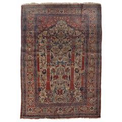 Antique Silk Heriz Rug, circa 1880