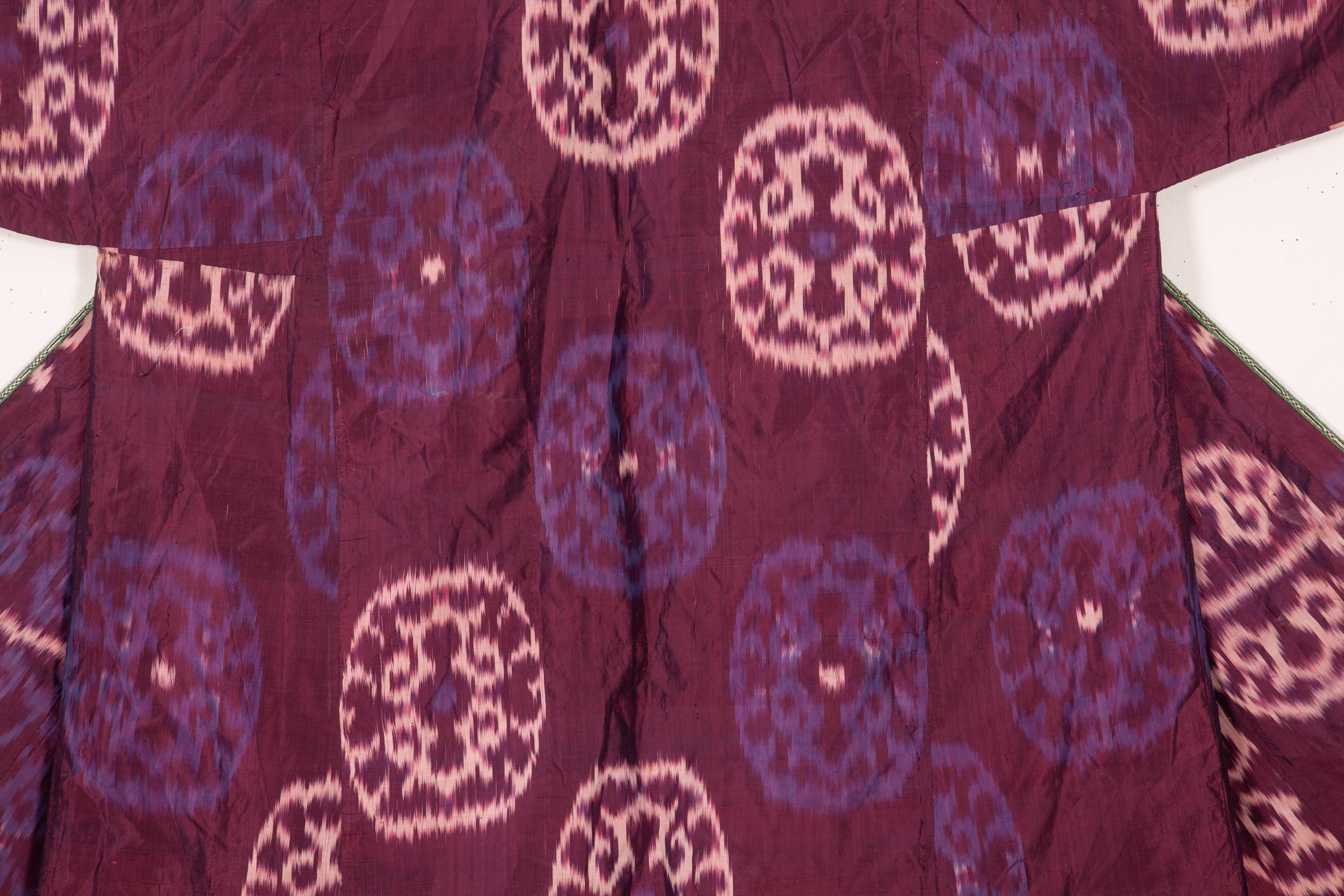 Tribal Antique silk Ikat Chapan from Tajikstan Central Asia
