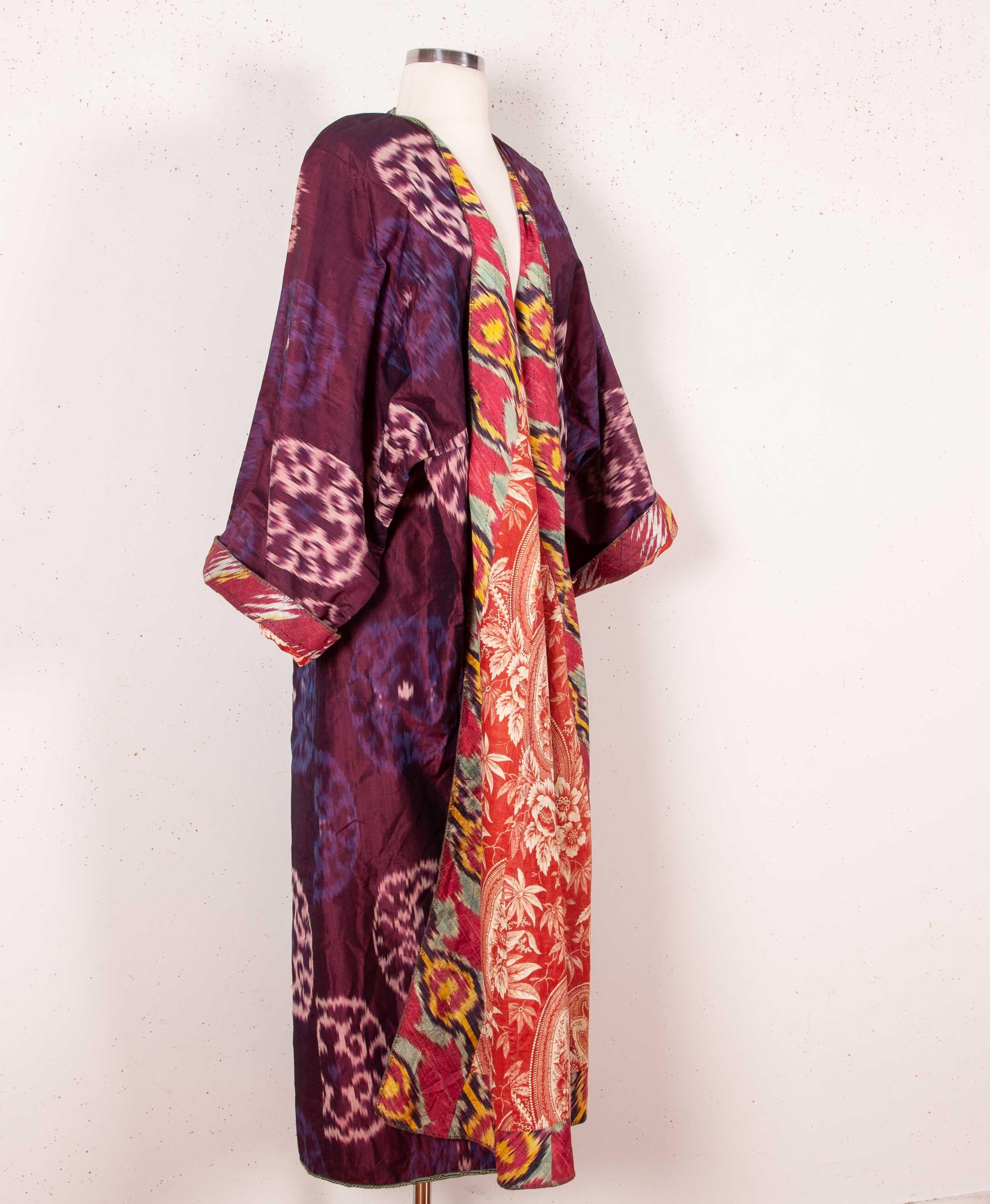 Antique silk Ikat Chapan from Tajikstan Central Asia 1