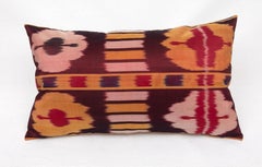 Antique Silk Ikat Pillow Cover, Uzbekistan, 1900s