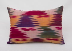 Antique Silk Ikat Pillow Cover, Uzbekistan, 1900s