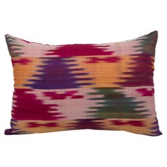 Antique Silk Ikat Pillow Cover, Uzbekistan, 1900s