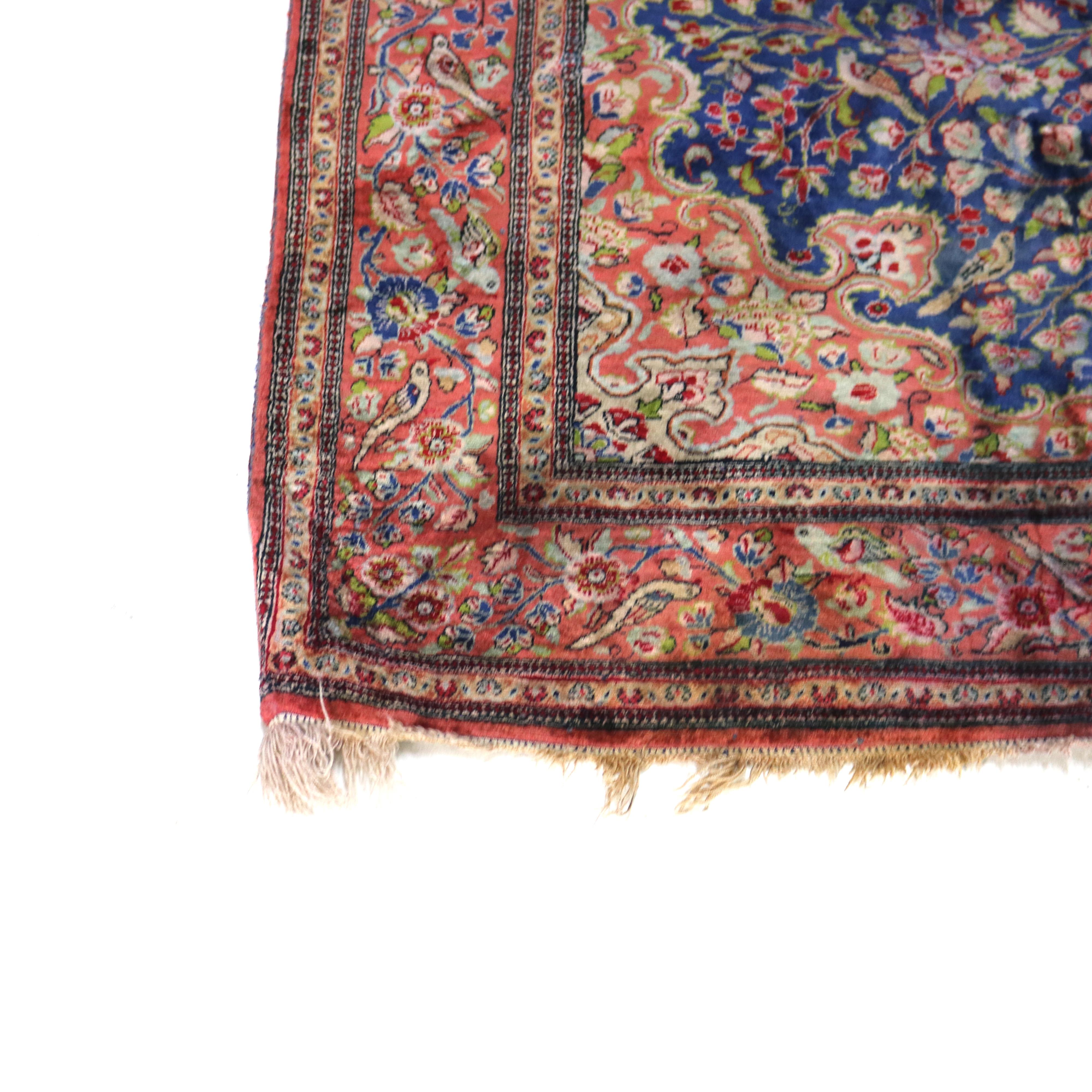 Antique Silk Kashan Rug C1930 In Good Condition In Big Flats, NY