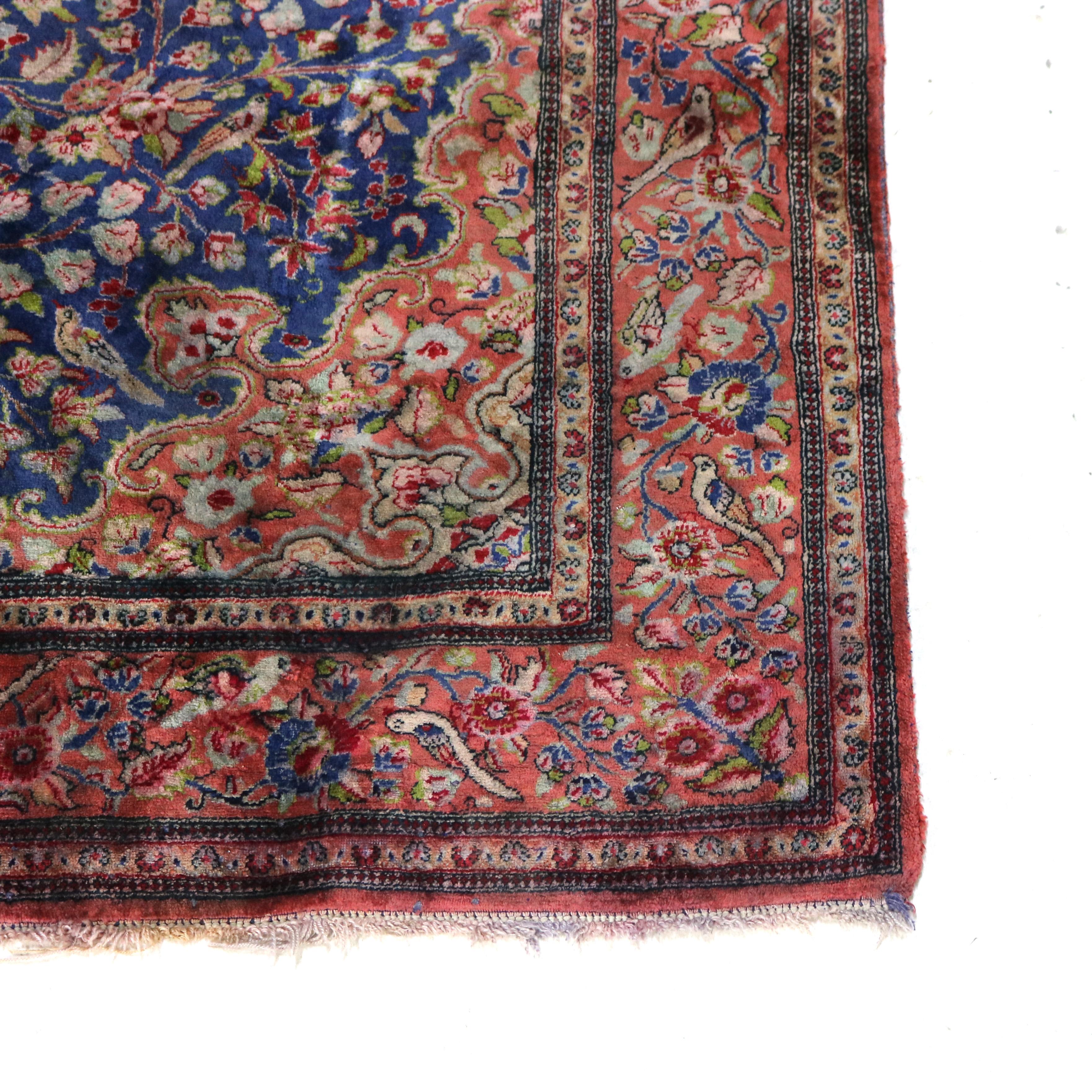 20th Century Antique Silk Kashan Rug C1930