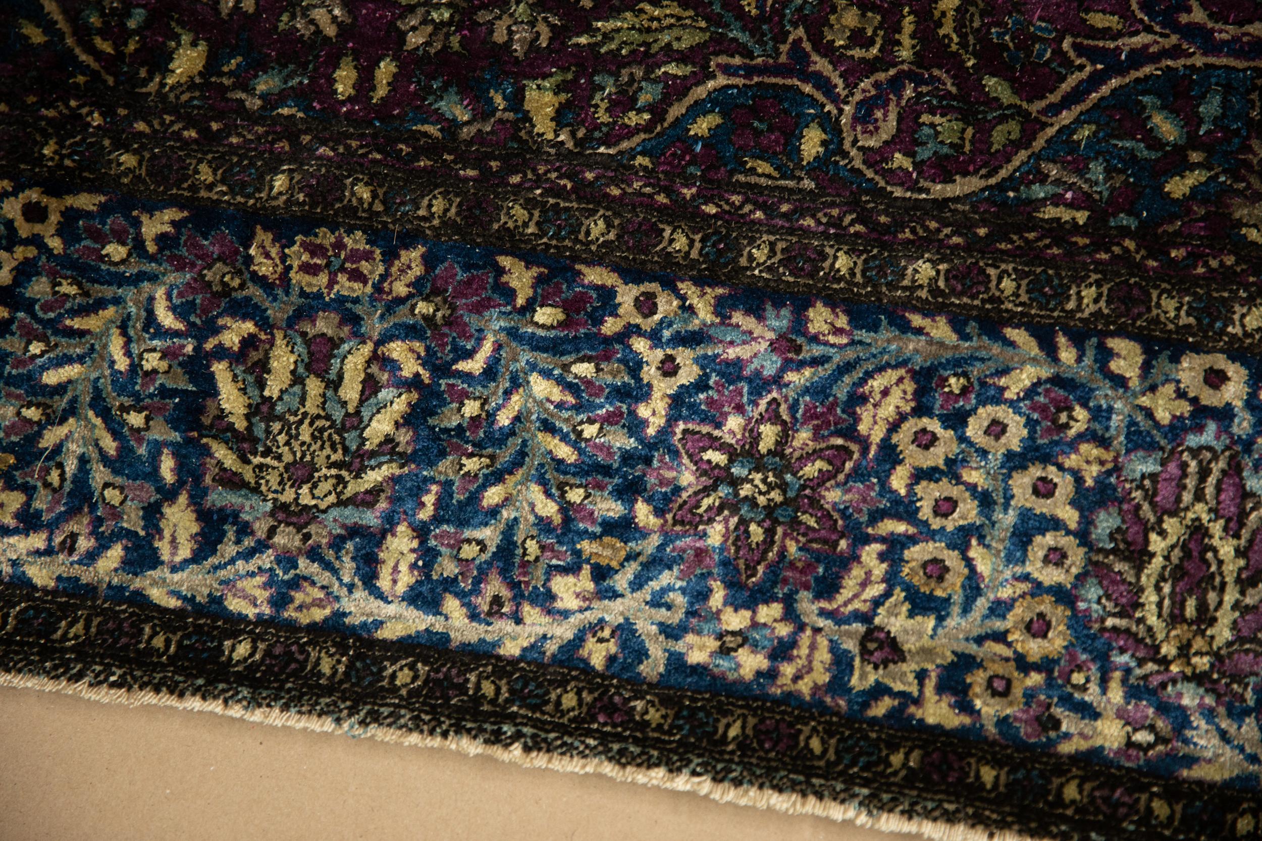 Antique Silk Kashan Rug For Sale 7
