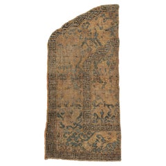 Antique Silk Kashgar Throne Cover Rug Fragment