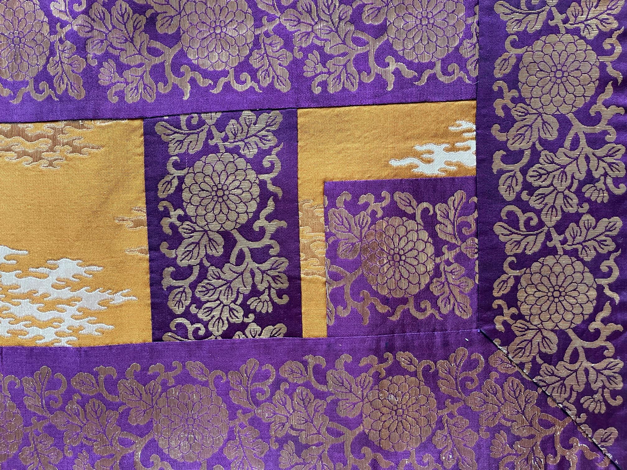 Antike Kesa Monk's Patched Robe aus Seide aus der Meiji-Periode im Angebot 2