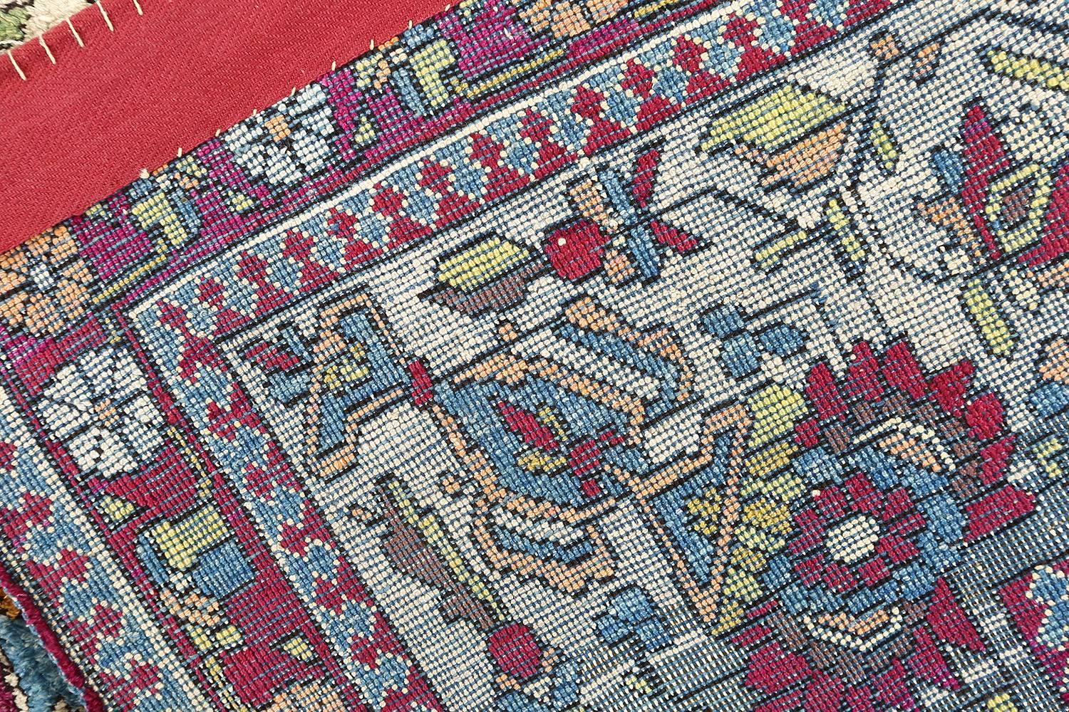 Nazmiyal Alfombra Persa Mohtasham Kashan de Seda Antigua. 4 pies 6 pulgadas x 6 pies 8 pulgadas 2