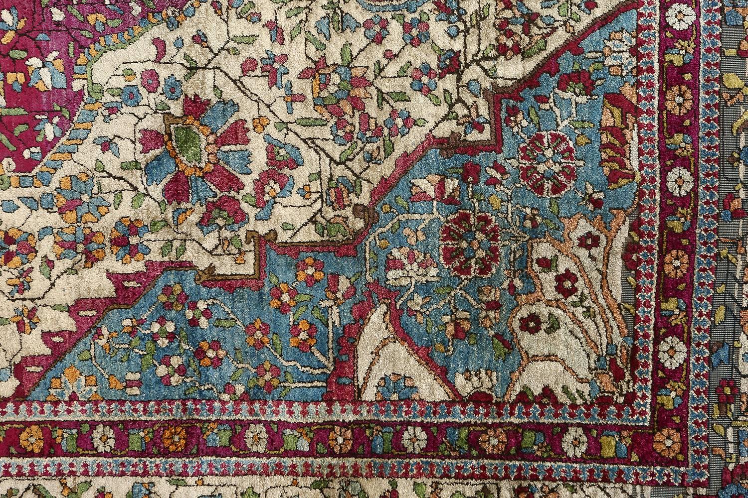 Nazmiyal Antique Silk Mohtasham Kashan Persian Rug. 4 ft 6 in x 6 ft 8 in  4
