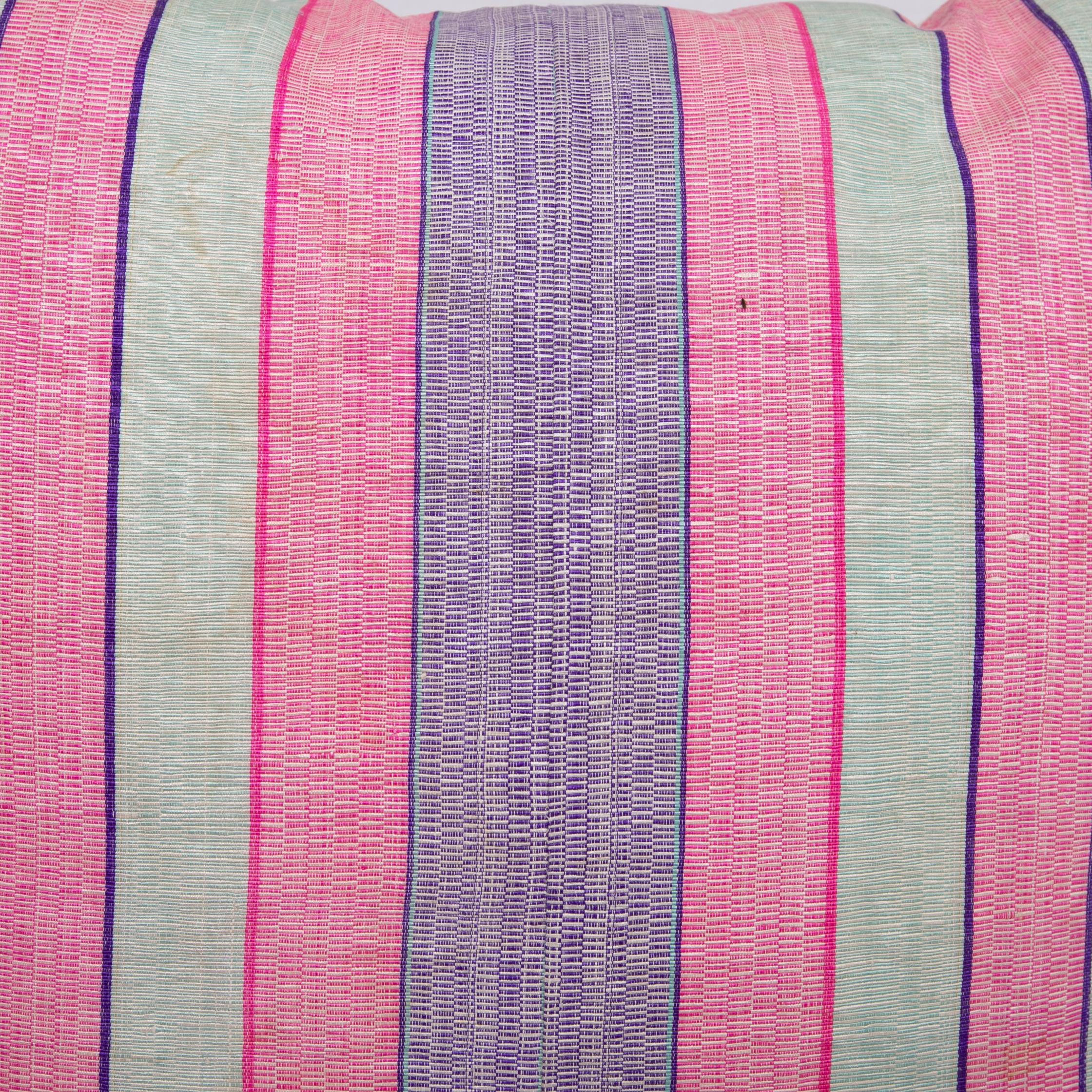 Tribal Antique Silk Pillowcase/Cushion Cover Made from an Early 20th C. Uzbek Silk