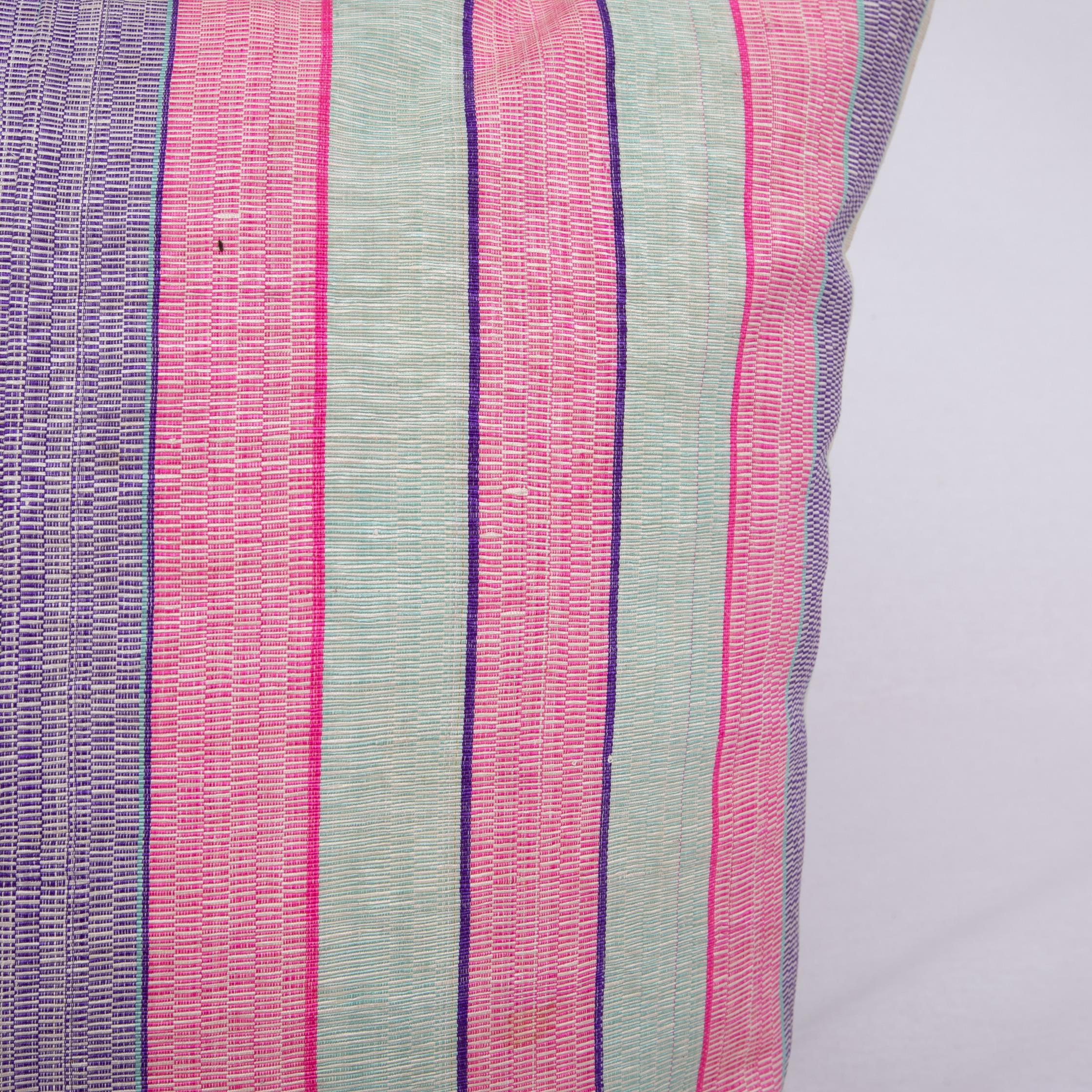 Hand-Woven Antique Silk Pillowcase/Cushion Cover Made from an Early 20th C. Uzbek Silk