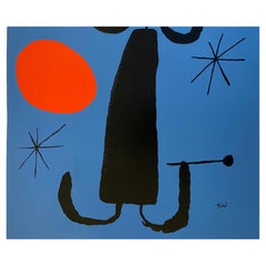 Antique Silk Screen Print of Miro's Personage, Vintage, Signed