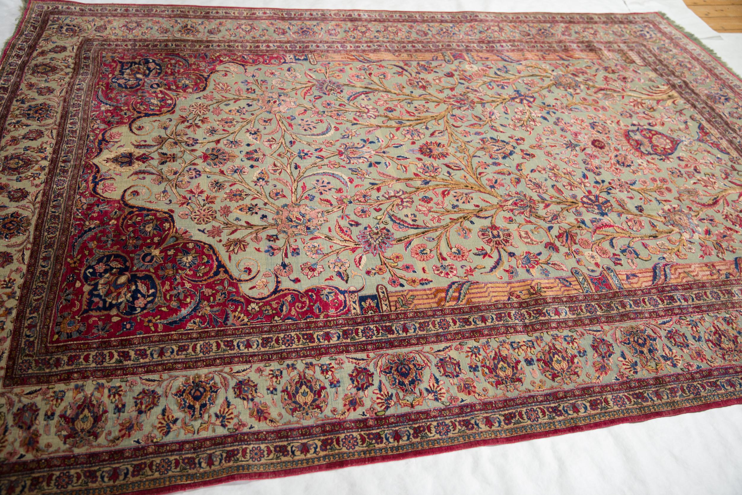 Antique Silk Souf Kashan Carpet For Sale 5