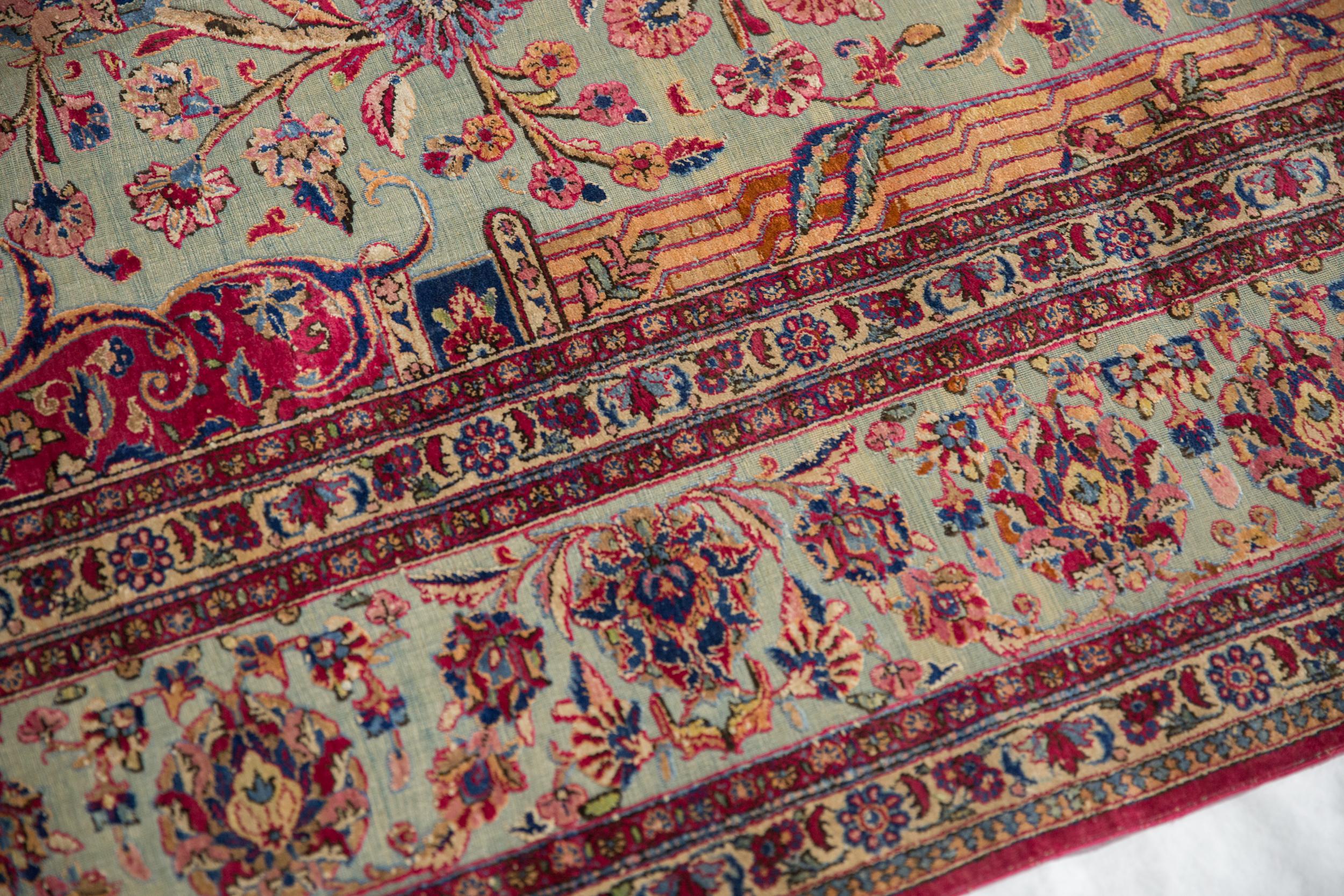 Antique Silk Souf Kashan Carpet For Sale 6