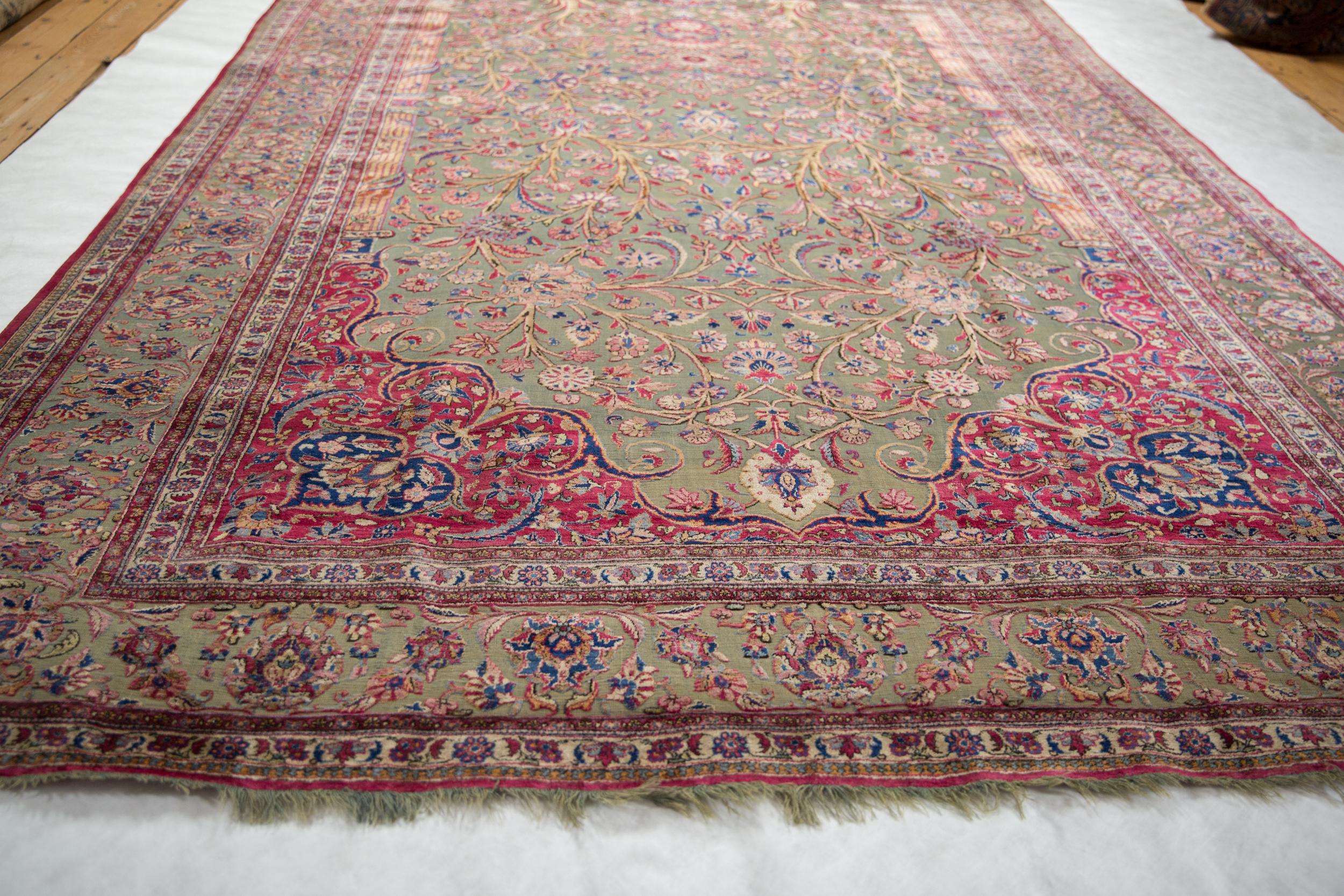 Antique Silk Souf Kashan Carpet For Sale 7
