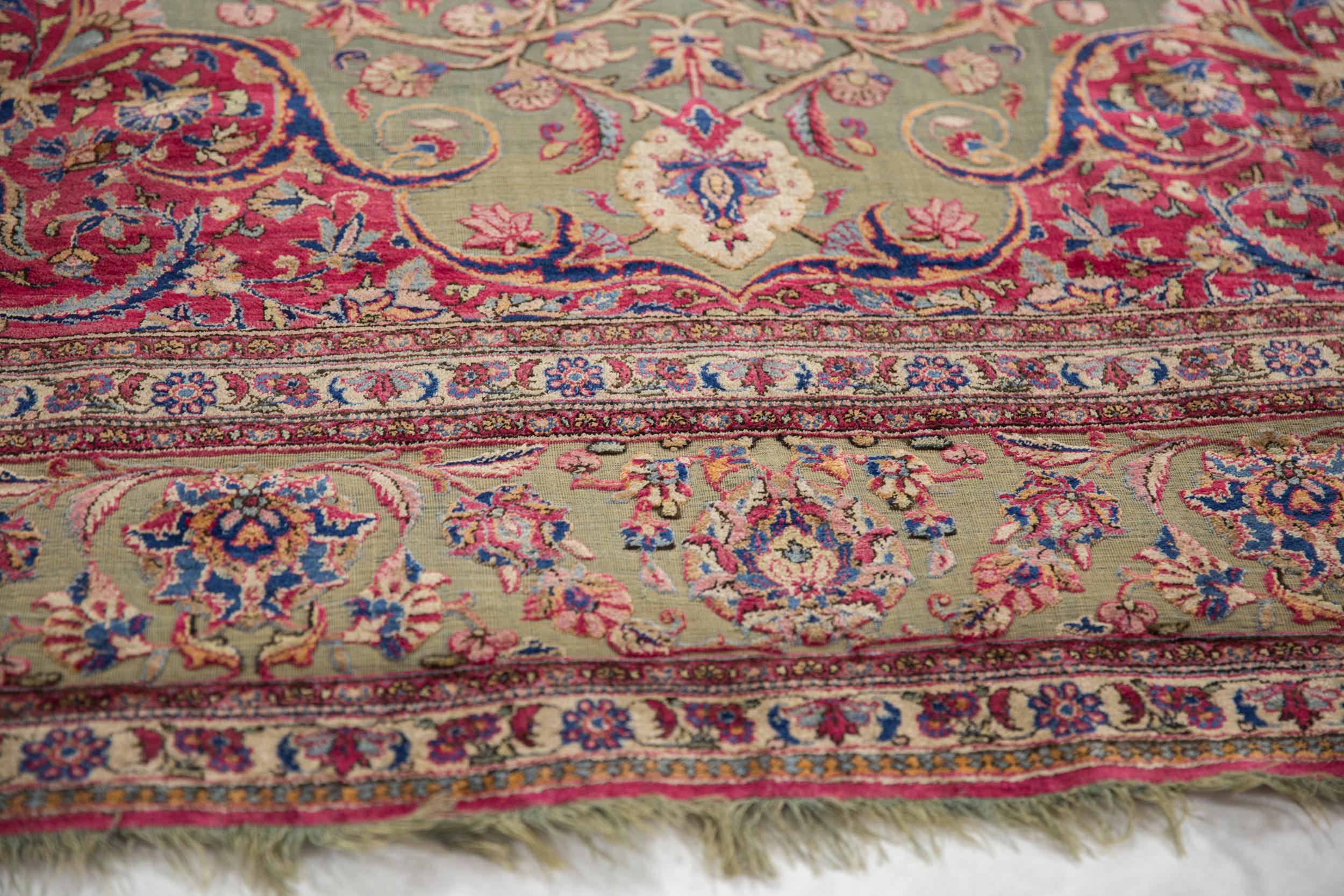 Antique Silk Souf Kashan Carpet For Sale 8