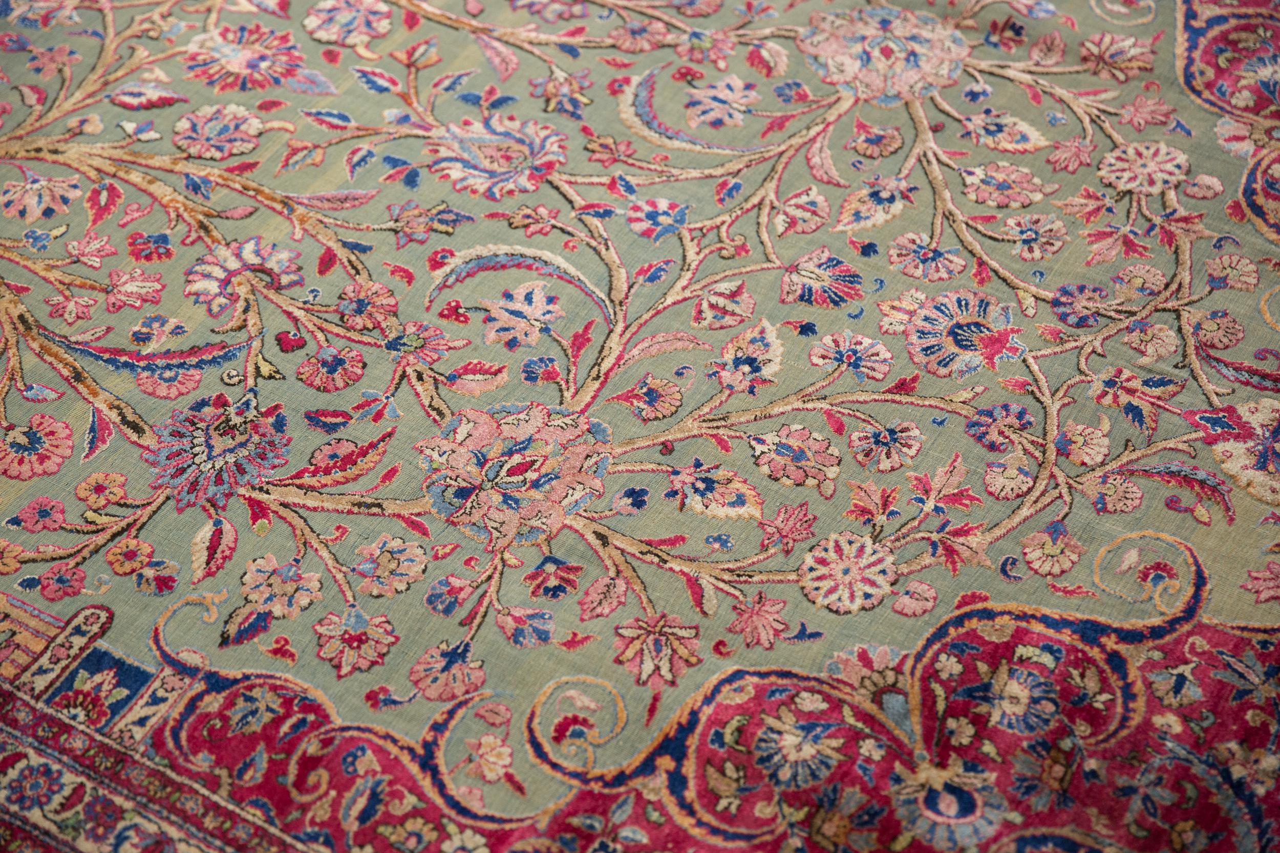 Antique Silk Souf Kashan Carpet For Sale 10