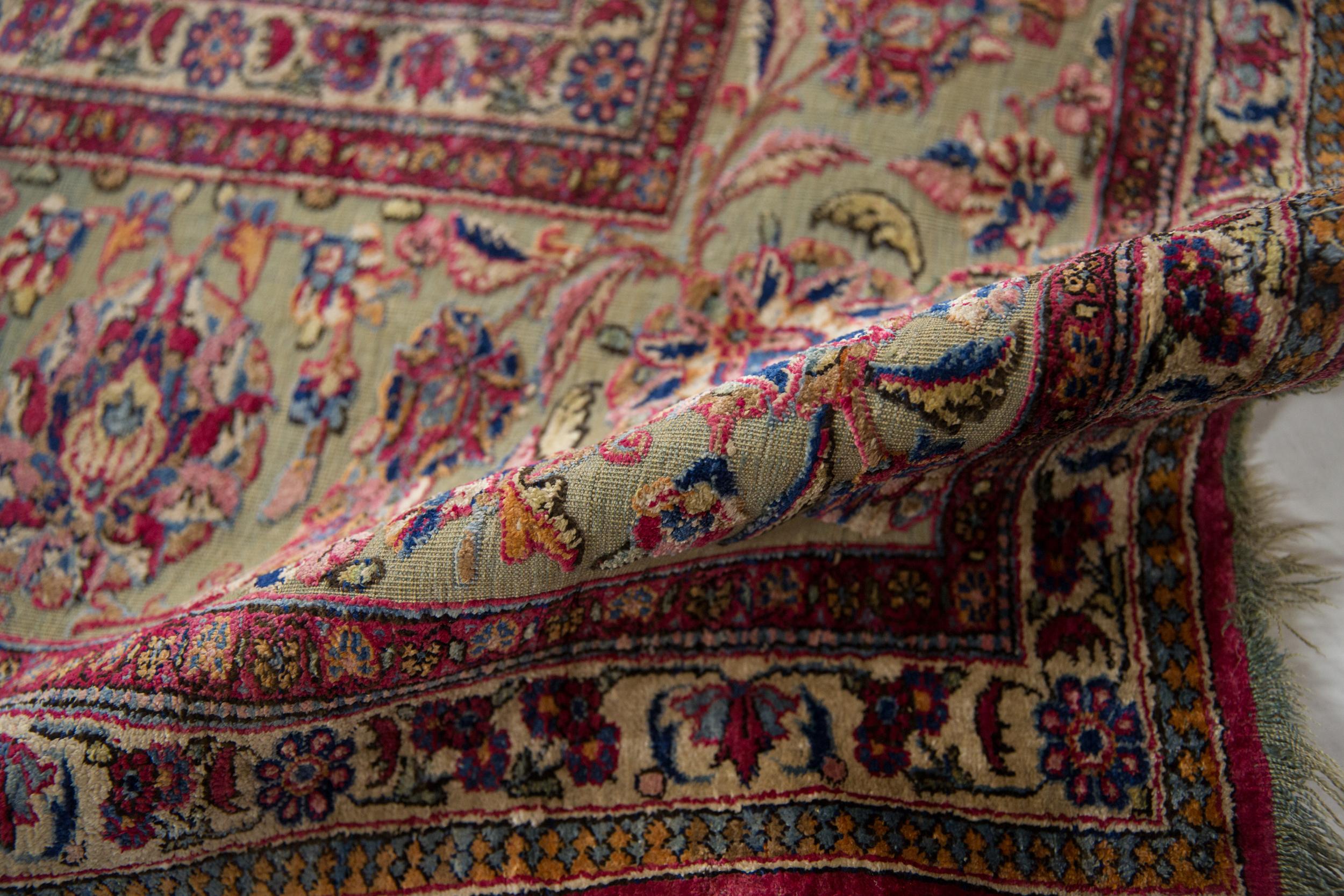 Persian Antique Silk Souf Kashan Carpet For Sale