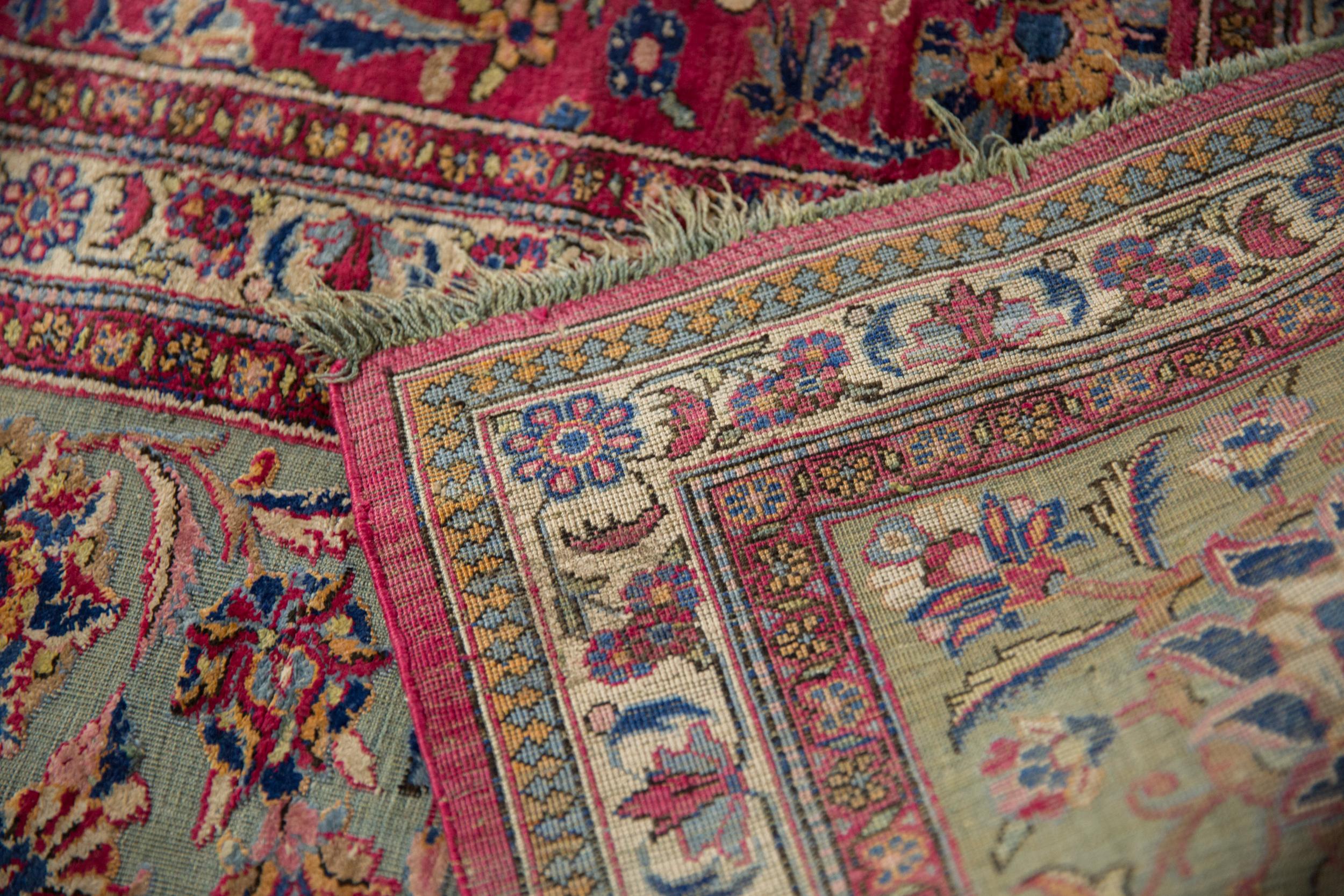 Hand-Knotted Antique Silk Souf Kashan Carpet For Sale