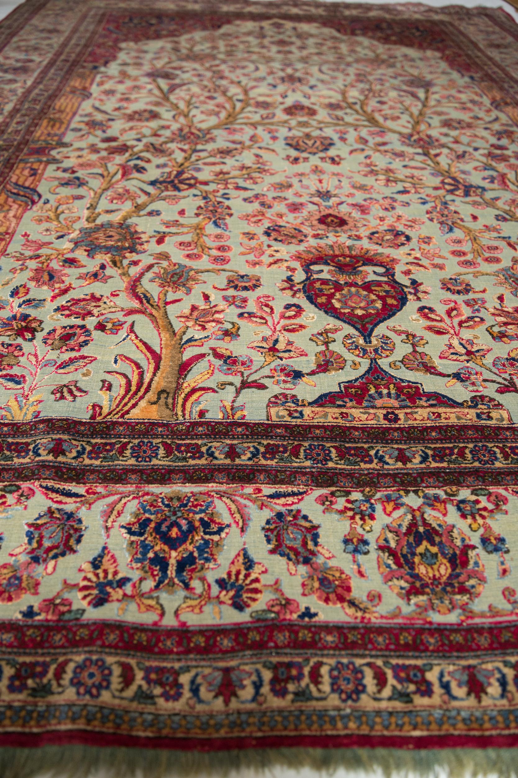 Antique Silk Souf Kashan Carpet For Sale 1