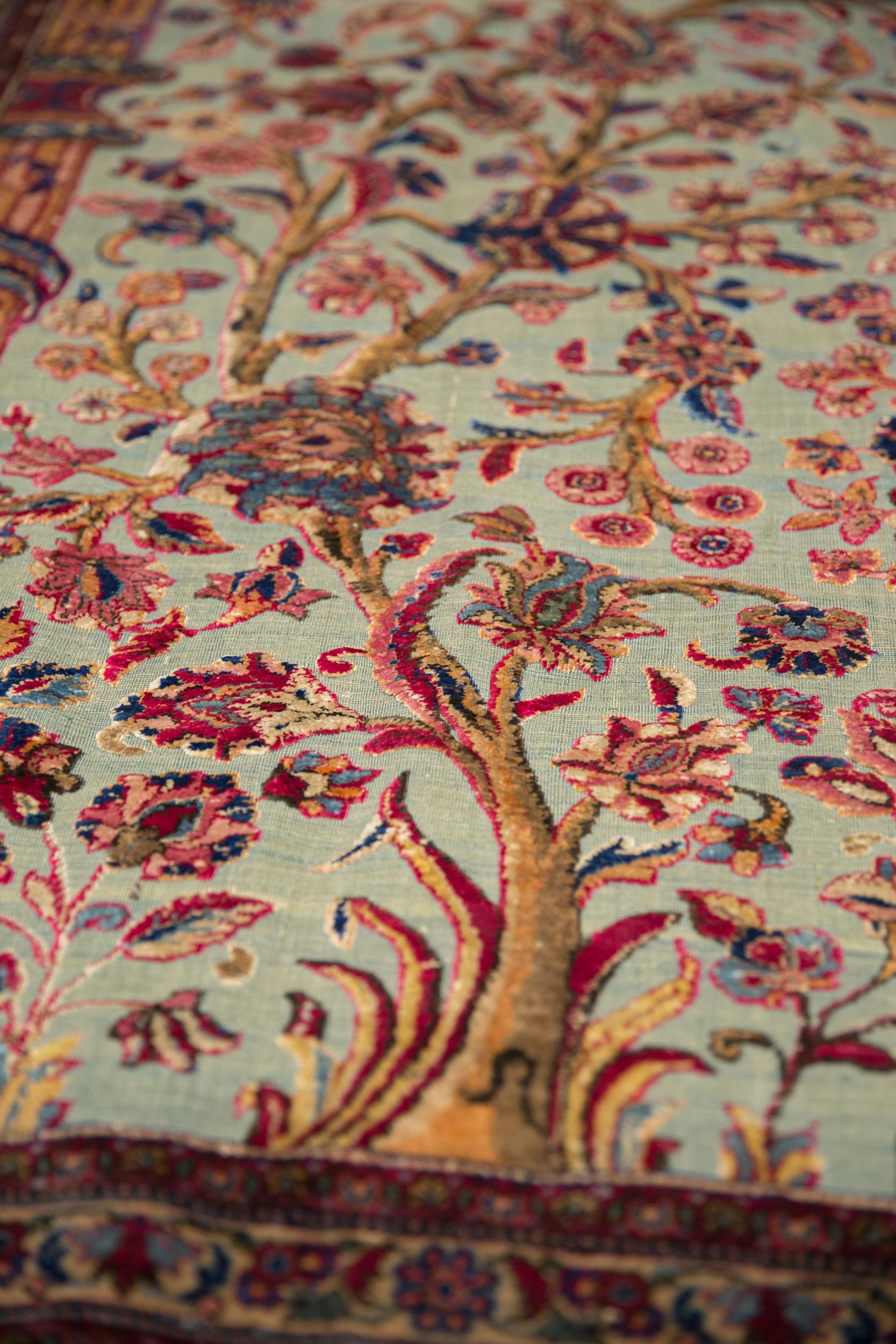 Antique Silk Souf Kashan Carpet For Sale 2