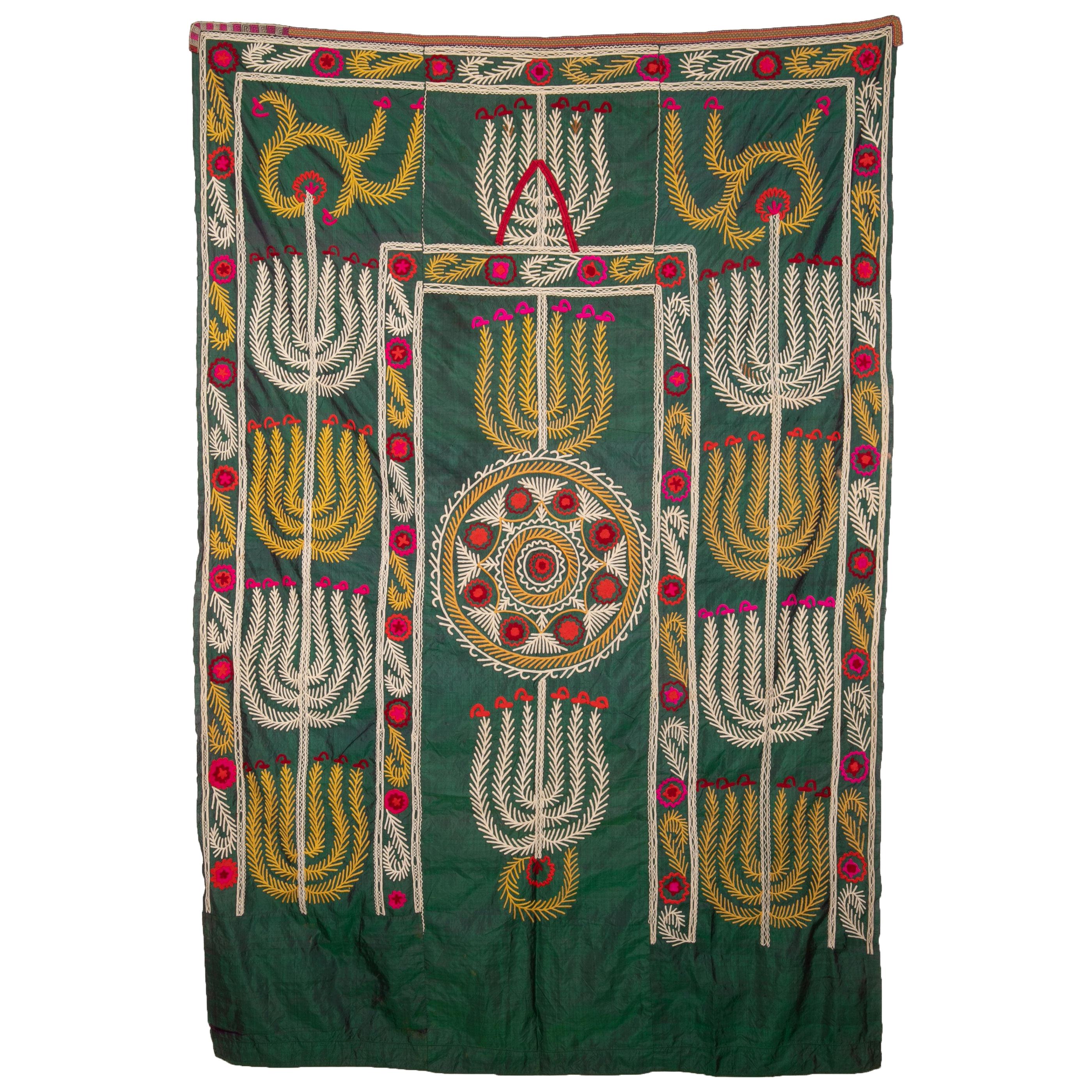 Antique Silk Suzani from Uzbekistan, Central Asia, 1900s