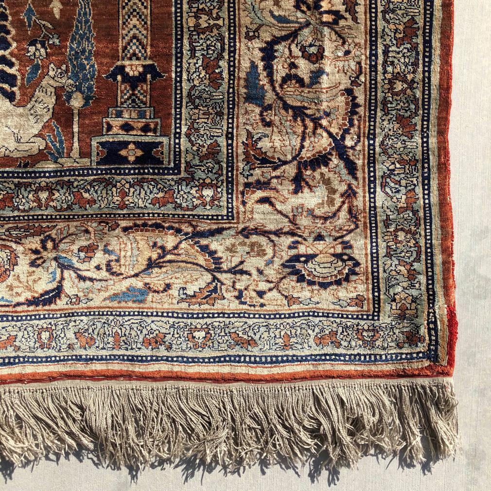 Antique Silk Tabriz Prayer Rug, Northwest Persia. For Sale 5