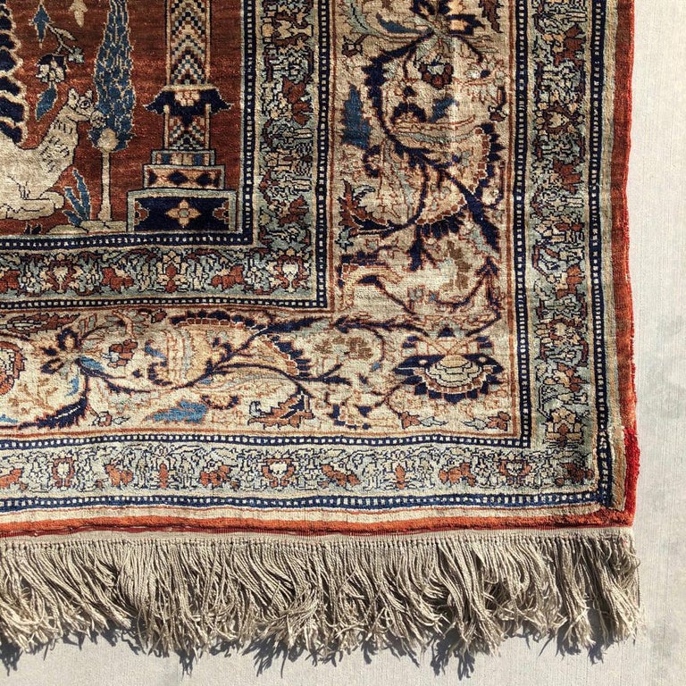 Antique Silk Tabriz Prayer Rug, Northwest Persia For Sale at 1stDibs