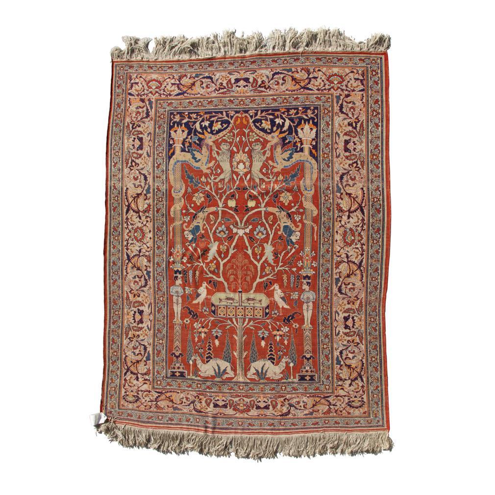 Antique Silk Tabriz Prayer Rug, Northwest Persia. For Sale 6