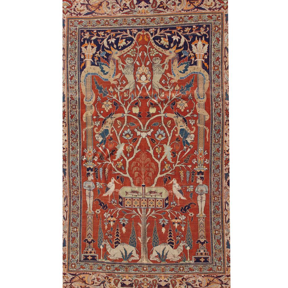 Antique Silk Tabriz Prayer Rug, Northwest Persia. For Sale 7