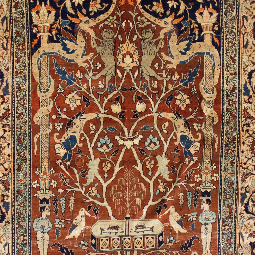 Persian Antique Silk Tabriz Prayer Rug, Northwest Persia. For Sale