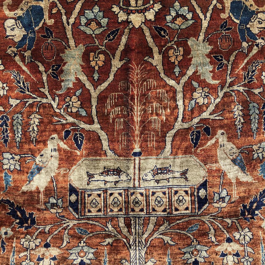 Late 19th Century Antique Silk Tabriz Prayer Rug, Northwest Persia. For Sale