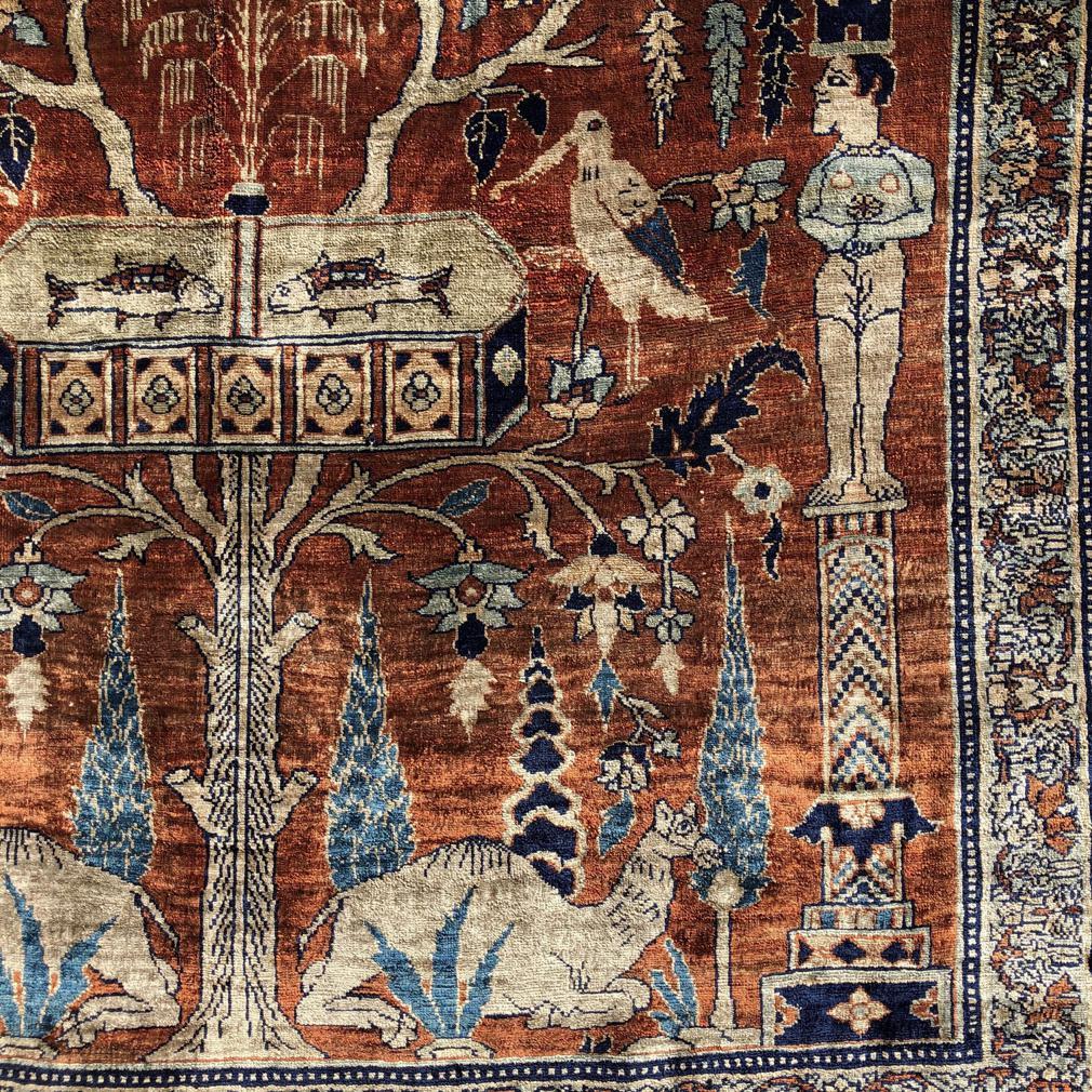 Antique Silk Tabriz Prayer Rug, Northwest Persia. For Sale 1