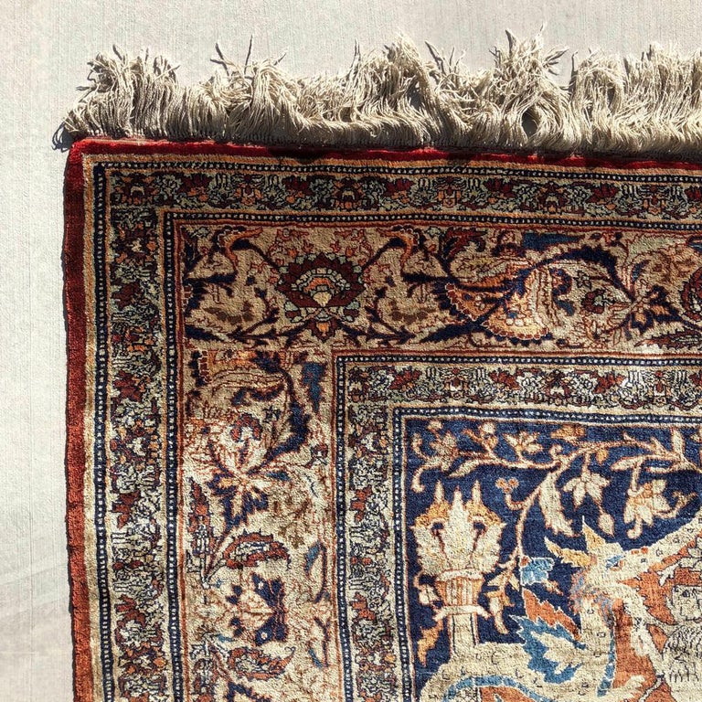 Antique Silk Tabriz Prayer Rug, Northwest Persia For Sale at 1stDibs