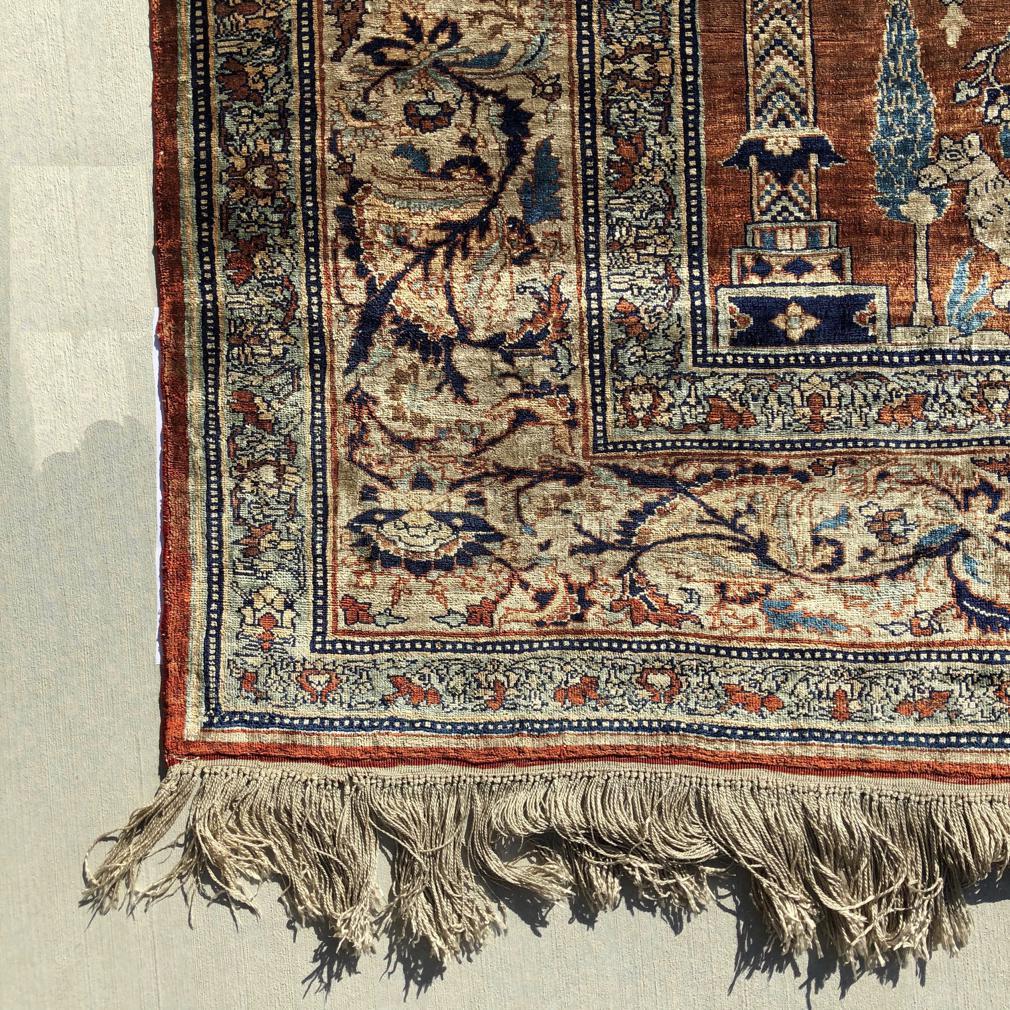 Antique Silk Tabriz Prayer Rug, Northwest Persia. For Sale 3
