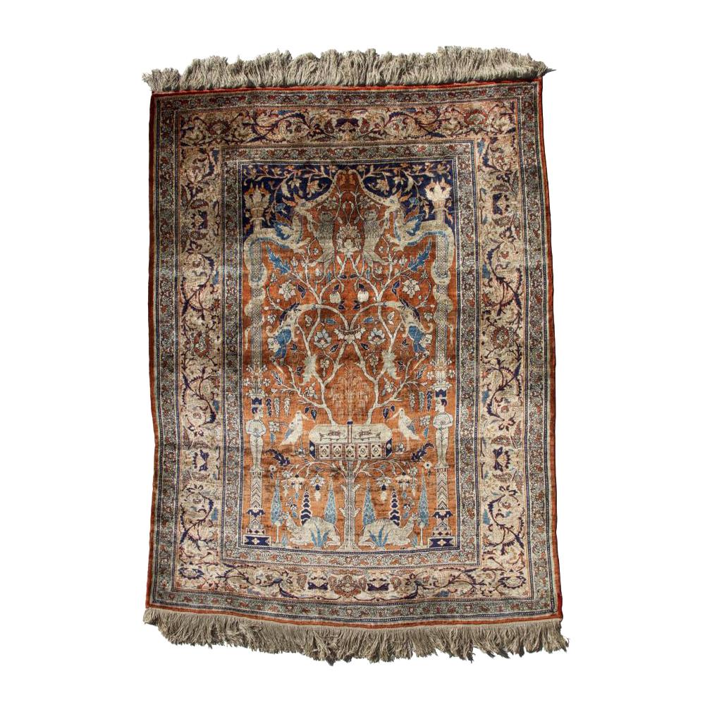 Antique Silk Tabriz Prayer Rug, Northwest Persia For Sale