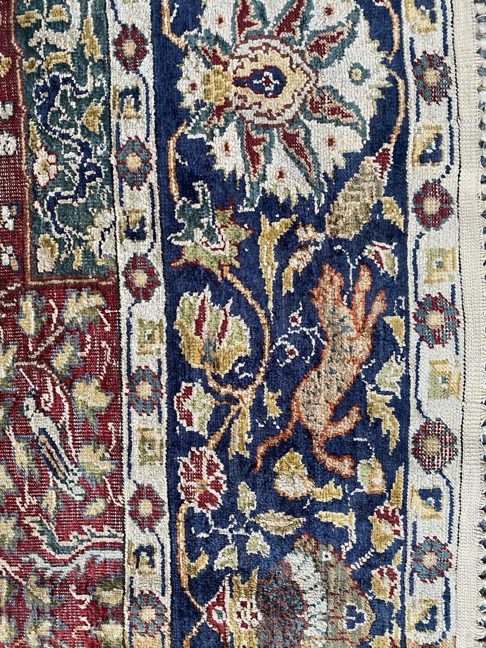 Antique Silk Turkish Kayseri Rug 7