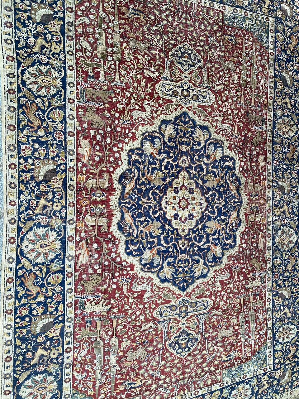 Antique Silk Turkish Kayseri Rug 12